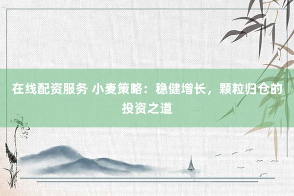 在线配资服务 小麦策略：稳健增长，颗粒归仓的投资之道
