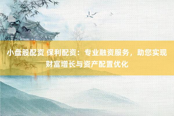 小盘股配资 保利配资：专业融资服务，助您实现财富增长与资产配置优化