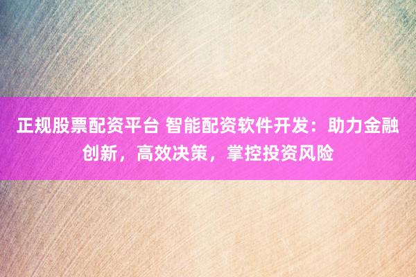 正规股票配资平台 智能配资软件开发：助力金融创新，高效决策，掌控投资风险