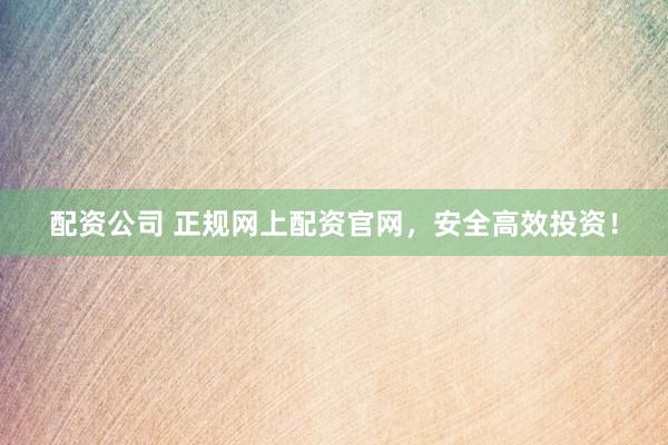 配资公司 正规网上配资官网，安全高效投资！