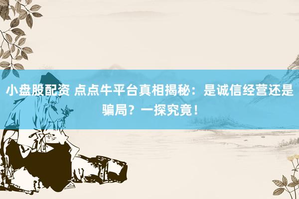 小盘股配资 点点牛平台真相揭秘：是诚信经营还是骗局？一探究竟！