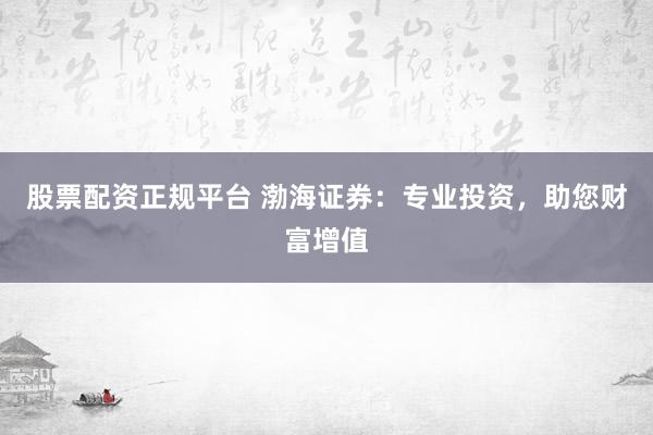 股票配资正规平台 渤海证券：专业投资，助您财富增值
