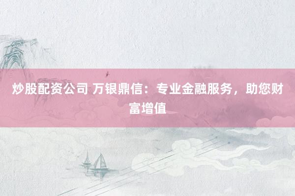 炒股配资公司 万银鼎信：专业金融服务，助您财富增值