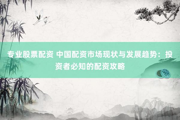 专业股票配资 中国配资市场现状与发展趋势：投资者必知的配资攻略
