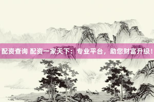 配资查询 配资一家天下：专业平台，助您财富升级！