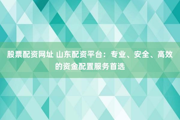 股票配资网址 山东配资平台：专业、安全、高效的资金配置服务首选