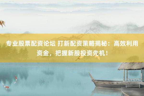 专业股票配资论坛 打新配资策略揭秘：高效利用资金，把握新股投资先机！